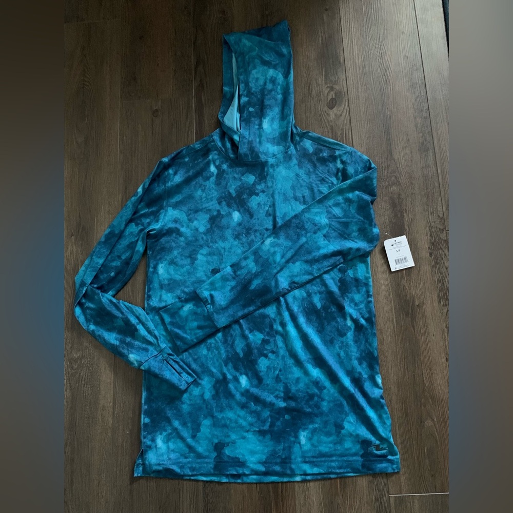 Blue Tie-Dye Athletic Works Pop Over Hoodie - Picture 2 of 8